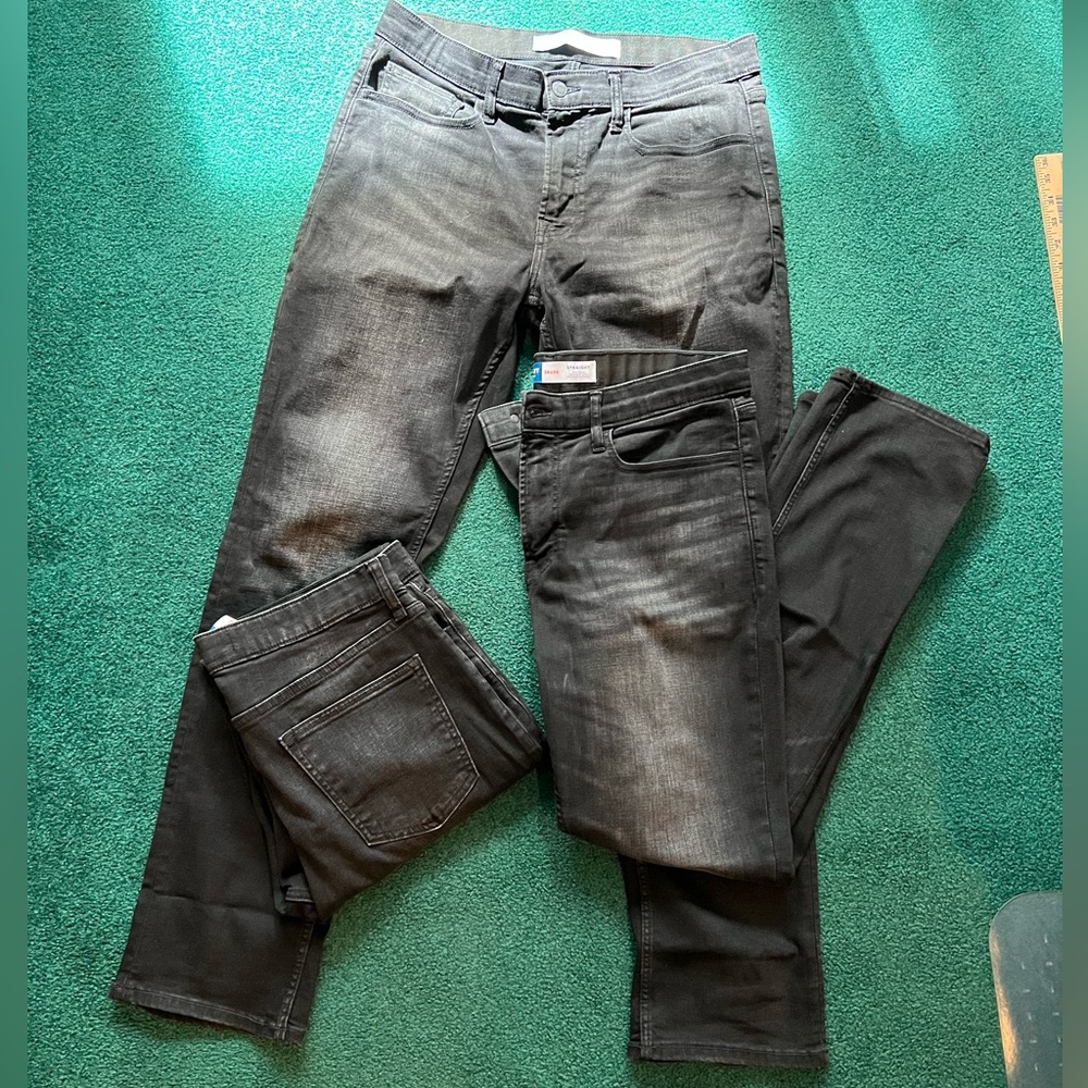 3 Pairs 34x32 Black Straight Stretch Jeans Old Navy